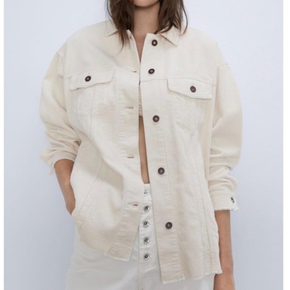 Zara oversized corduroy overshirt with pockets - Picture 2 of 3